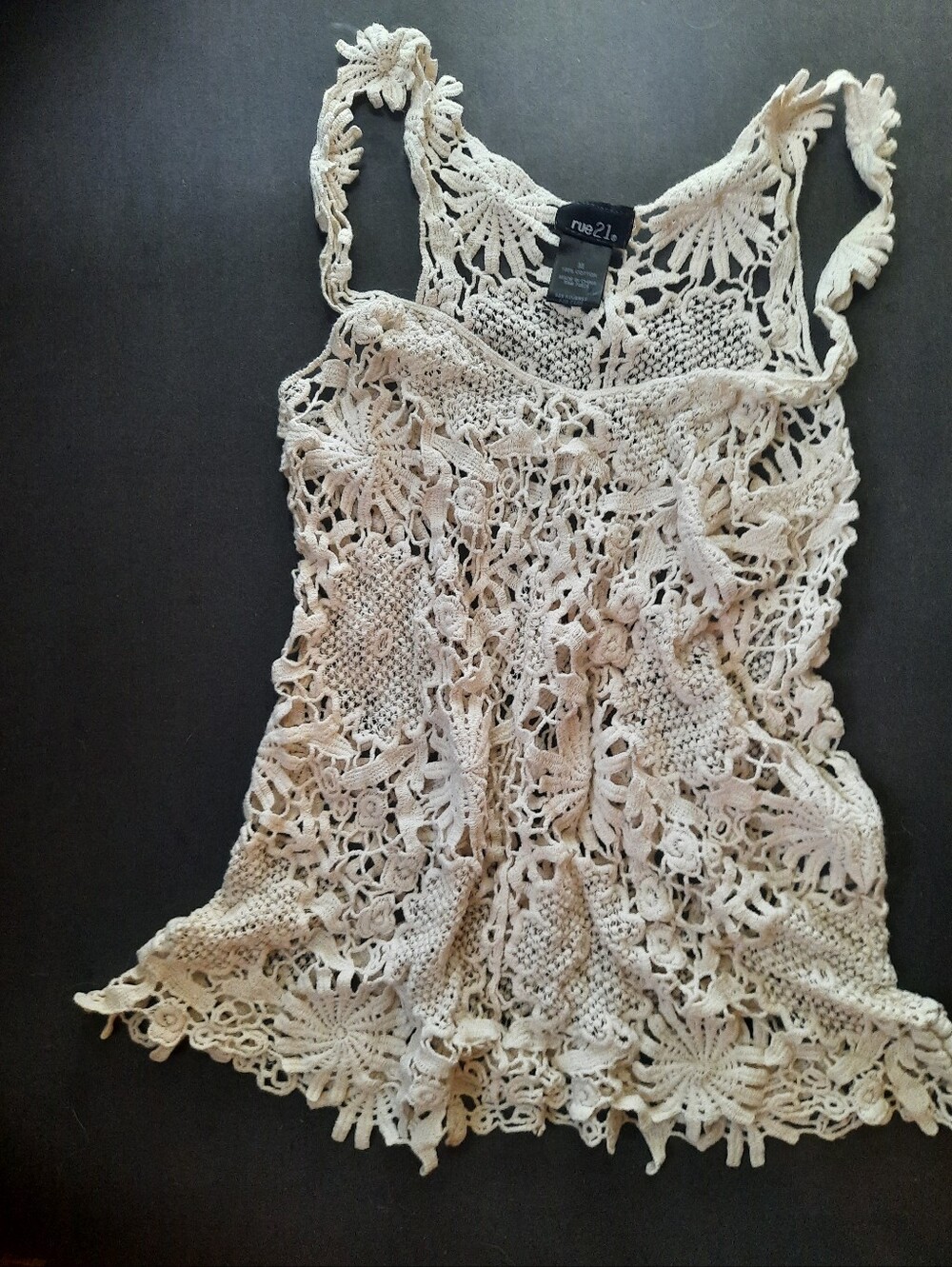 Rue21 Y2K Cream Crochet Lace Layering Top